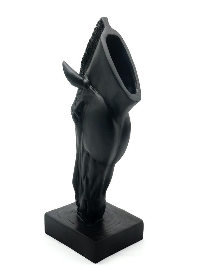 Lukitas Horse Head Vase - Feng Shui Horse Statue Decor for Wealth & Style, Elegant Artistic Planter for Hotel Lobby & Gallery, Modern Decorative Accent for Home or Office, Black, Resin 13'' - Image 5